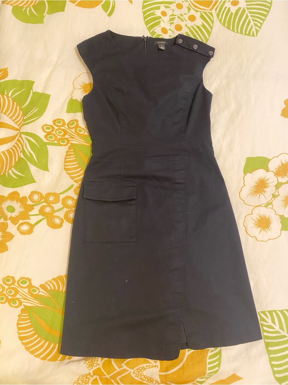 Halogen Black Sleeveless Midi Sheath Dress with Shoulder Tab